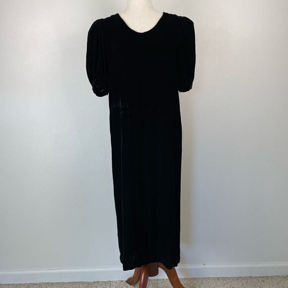 Ashley Sinclaire Black Velour Midi Dress Size 8 - Picture 1 of 8
